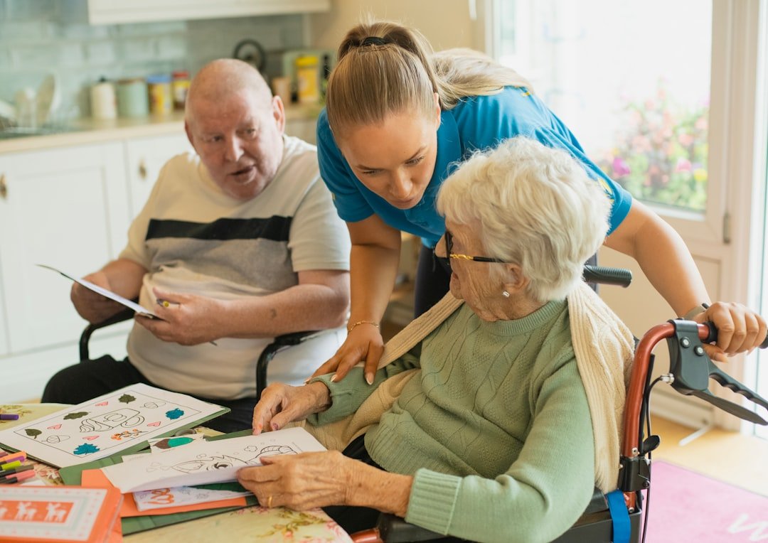 Caregiver spending meaningful time with seniors at home